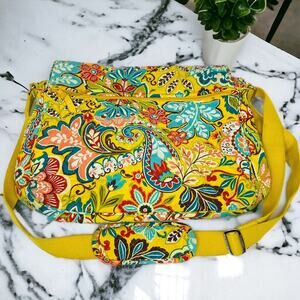 Vera Bradley Provencal Yellow Paisley Crossbody Messenger Laptop Bag Retired